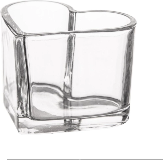 Glazen kandelaar in hartvorm transparant 8 × 8 × 6,5 cm