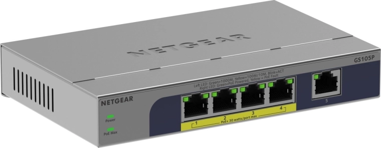 Netgear onbeheerde 5-poorts gigabit-switch met PoE+