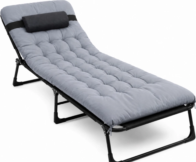 Opvouwbaar premium veldbed 200 × 68 cm zwart-grijs