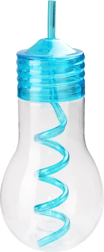 Kunststof fles met rietje TORO 600 ml in de vorm van een gloeilamp, mix van kleuren