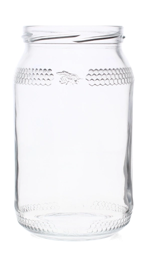 Glazen inmaakpot 900 ml met reliëf honingraat, fi 82