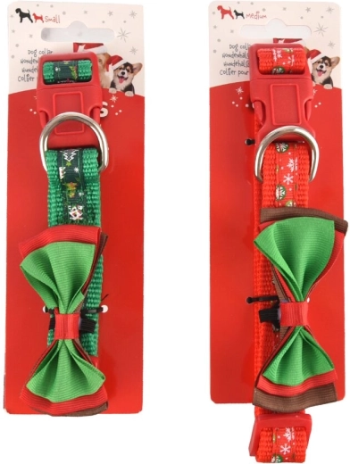 Kersthalsband voor hond van polyester (mix van 2 designs)