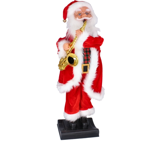 Spelende kerstfiguur Sinterklaas met saxofoon 81 cm - 1 stuk