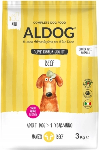 Aldog Beef Mini korrels voor volwassen honden van kleine rassen, rund, 3 kg
