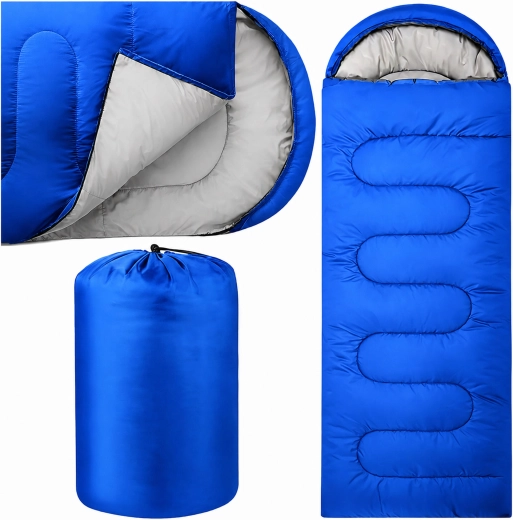 Toeristische mummie-slaapzak 2-in-1 met capuchon 210 × 70 cm, blauw