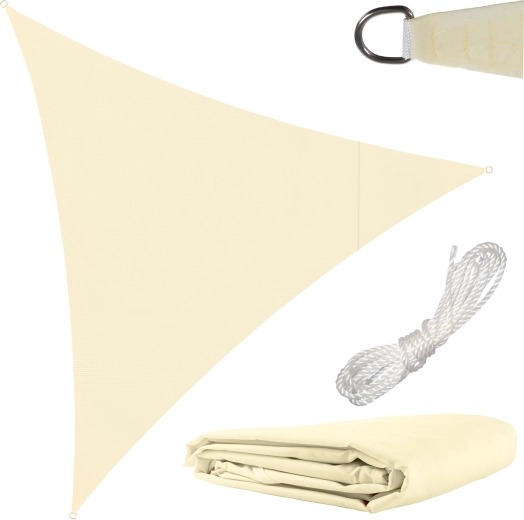 Zonwerend schaduwdoek driehoek 3 × 3 × 3 m beige Gardlov