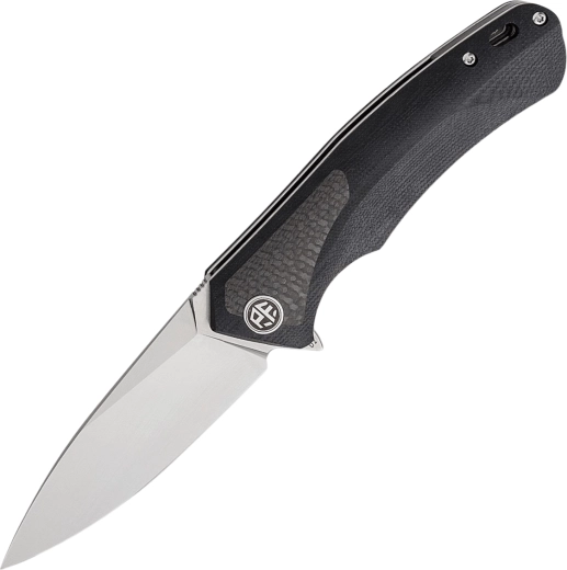 Petrified Fish PUB vouwmes 9,5 cm, satin, zwart G10 met carbon inlay