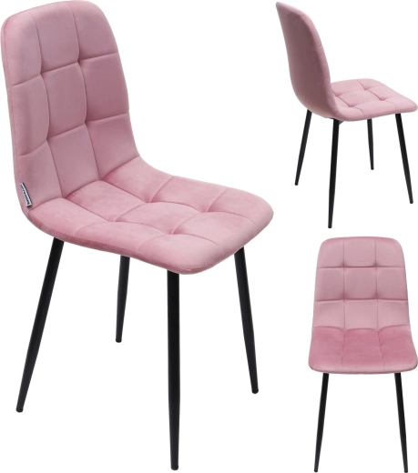 Gestoffeerde velours stoel voor eetkamer en woonkamer, roze