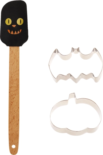Halloween bakset 3-delig (siliconen spatel + 2 uitsteekvormpjes)