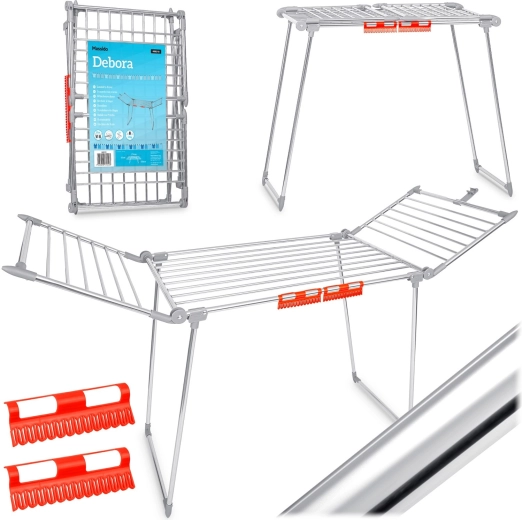 Opvouwbaar staand droogrek van roestvrij staal Massido Debora 19 m