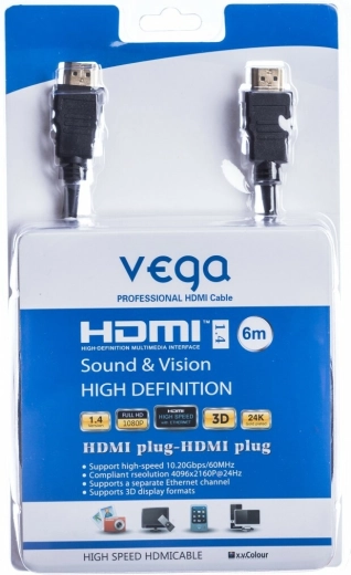 HDMI-kabel 6 m 10,2 Gb/s zwart VEGA