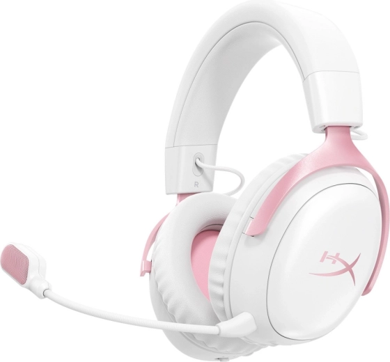 Draadloze gamingheadset HyperX Cloud III S wit-roze