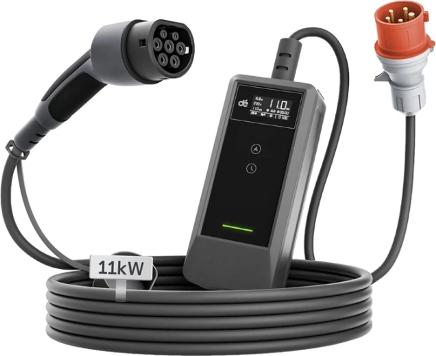 Draagbare DEPOW 11 kW-lader voor elektrische voertuigen met een kabel van 15 m en type 2