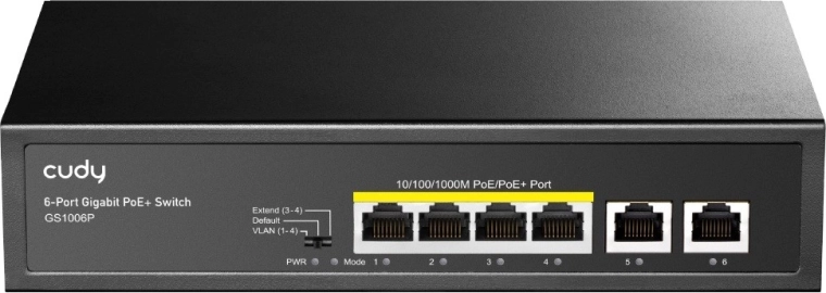 Gigabit PoE+ switch 6-poorts 65 W