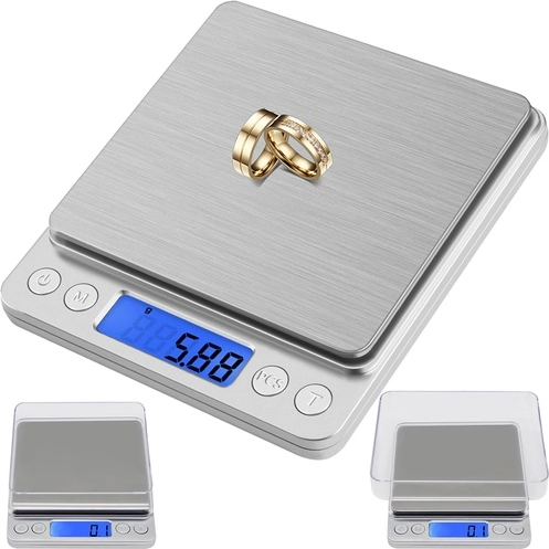 Digitale keuken- en sieradenschaal RUHHY 500 g met nauwkeurigheid van 0,01 g