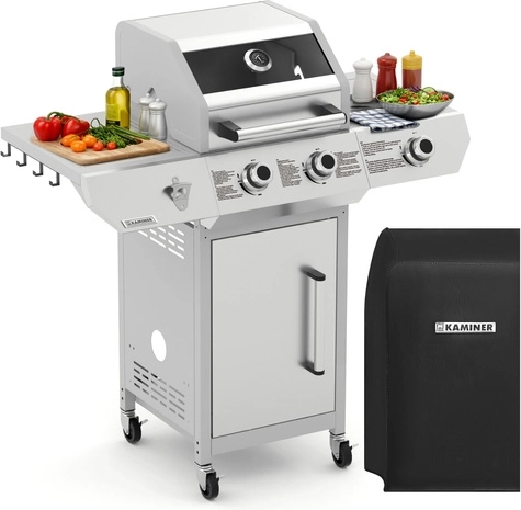 Gasbarbecue Kaminer Varen 3.0 2+1 10 kW met gietijzeren rooster