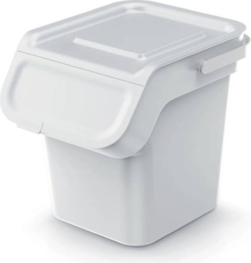 Afvalbak met actief koolstoffilter 20 l, stapelbaar, asgrijs