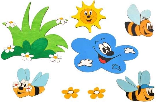 Houten decoratie weide en bijtjes DoDo