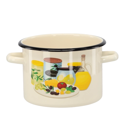 Geëmailleerde pan met olijfmotief 3 l, 18 cm