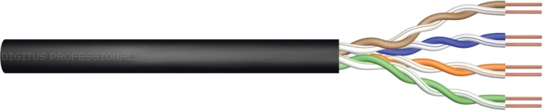 Digitus Cat 5e U/UTP gel-installatiekabel voor buitengebruik, 100 m, zwart