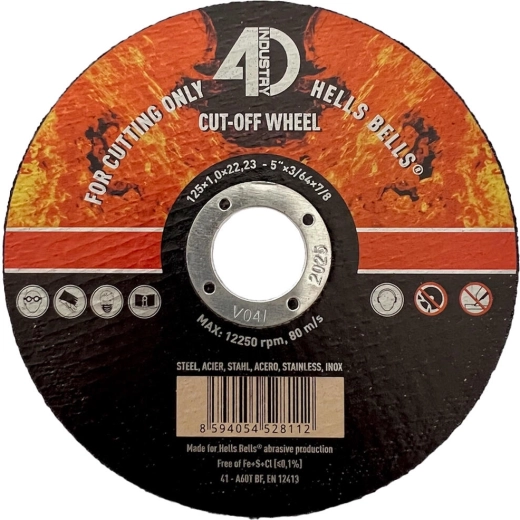 Doorslijpschijf voor staal en roestvast staal 125 × 1,0 × 22,2 mm