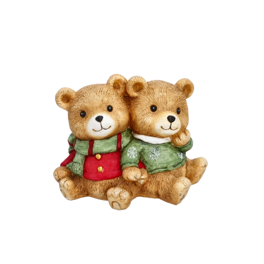 Kerstfiguur met twee kleine beertjes