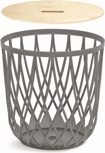 Universele mand met houten deksel 39 cm – steenachtig grijs