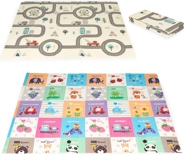 Opvouwbare dubbelzijdige schuimeducatieve speelmat 178×198 cm met tas