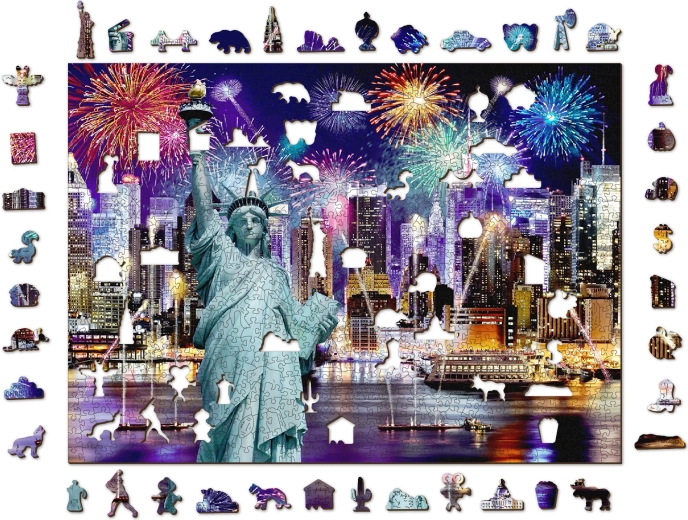 Houten puzzel Nachtelijk New York 2-in-1