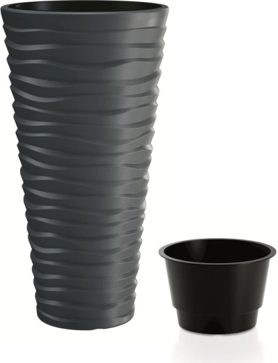 Bloempot Prosperplast Sand Slim antraciet 37 l