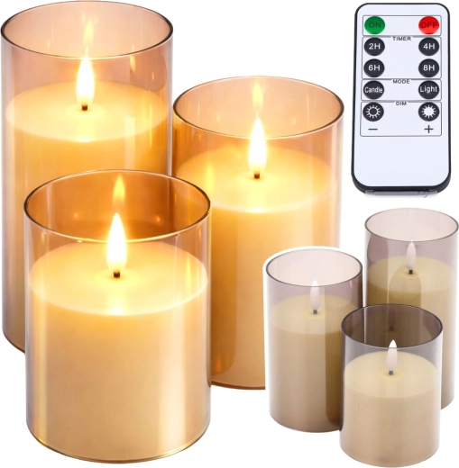 Set LED-kaarsen met afstandsbediening, warm licht, 3 stuks