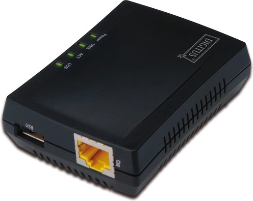 Multifunctionele netwerk-printserver en USB-hub met NAS, 1× USB 2.0, 1× RJ45, LAN 10/100 Mb/s
