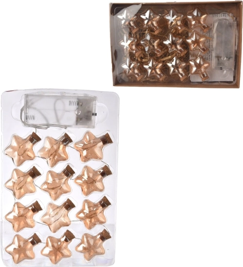 LED-lichtslinger sterren – warm geel, 12 LED, 140 cm