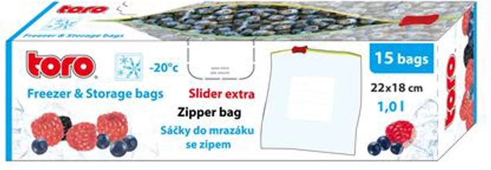 Hersluitbare diepvrieszakjes TORO 1 l, 15 stuks