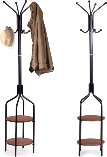 Staande kledingkapstok met planken 8 haken 180 cm zwart ModernHome