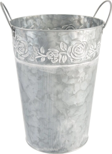 Blikken bloempot/vaas grijs 16 × 12 cm