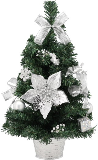 Zilveren kerstboompje 50 cm in bloempot