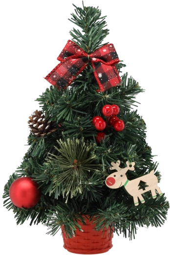 Decoratieve kerstboom 30 cm met rode poinsettia’s