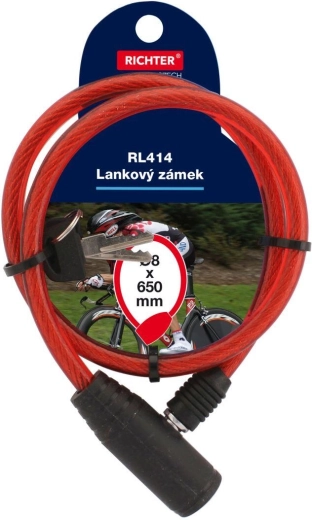 Kabelslot voor fiets 8 × 650 mm, rood RICHTER