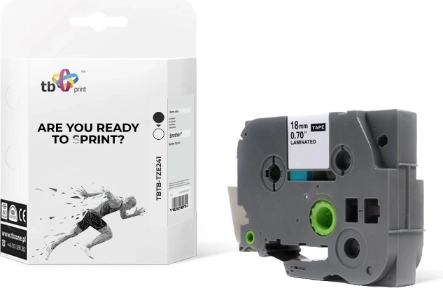 Tape voor BROTHER-labelprinters, zwarte tekst op witte achtergrond 18 mm x 8 m