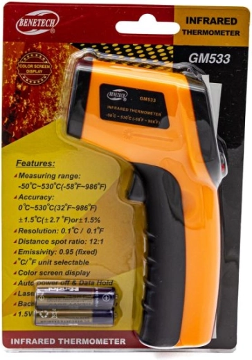 Contactloze laserpyrometer Benetech -50 tot 530 °C