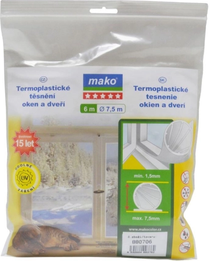 EVO thermoplastische raam- en deurafdichting 7,5 mm, 6,5 m, MAKO