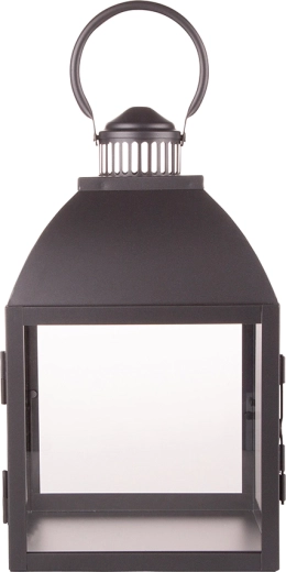 Zwarte metalen lantaarn met glas 21 × 21 × 35 cm
