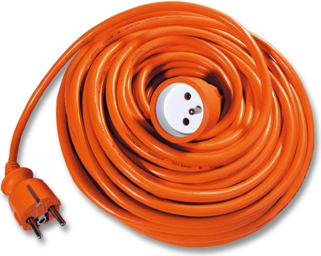 Verlengkabel 25 m, 1 stopcontact, 3×1,5 mm², oranje