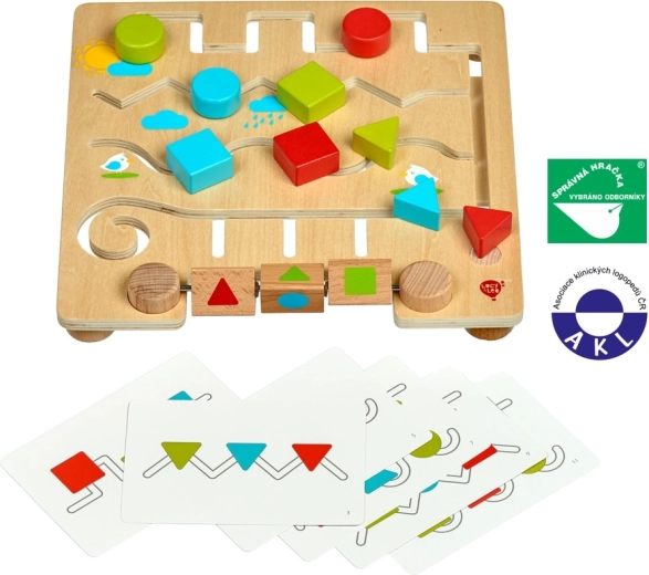 Lucy & Leo geometrische vormen met voorbeeldkaarten – houten doolhof