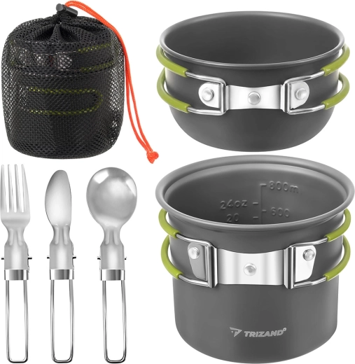 Toeristische pannenset Trizand 1,2 l – opvouwbare kookset voor kamperen