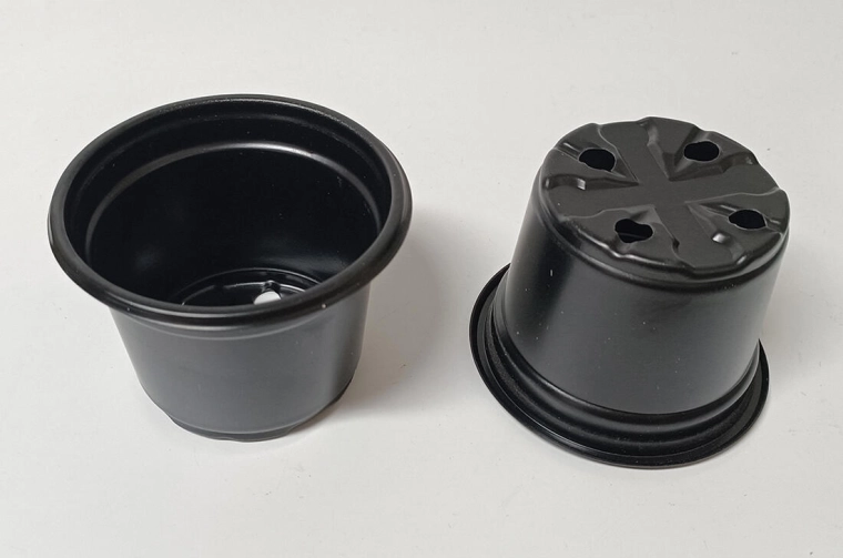 Lichte ronde bloempotten 9,5 cm – set van 10 stuks, zwart