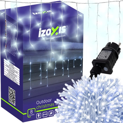 Kerst LED-lichtsnoer – ijspegels 300 LED 15 m koud wit IP44 Izoxis