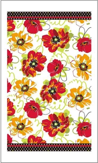 Keukendoek Toro met rode bloemen 38 × 63 cm