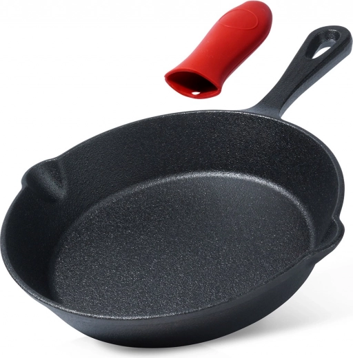 Gietijzeren pan met siliconen handgreephoes 20 cm